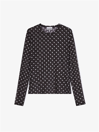 Ganni Printed Sheer Jersey Black